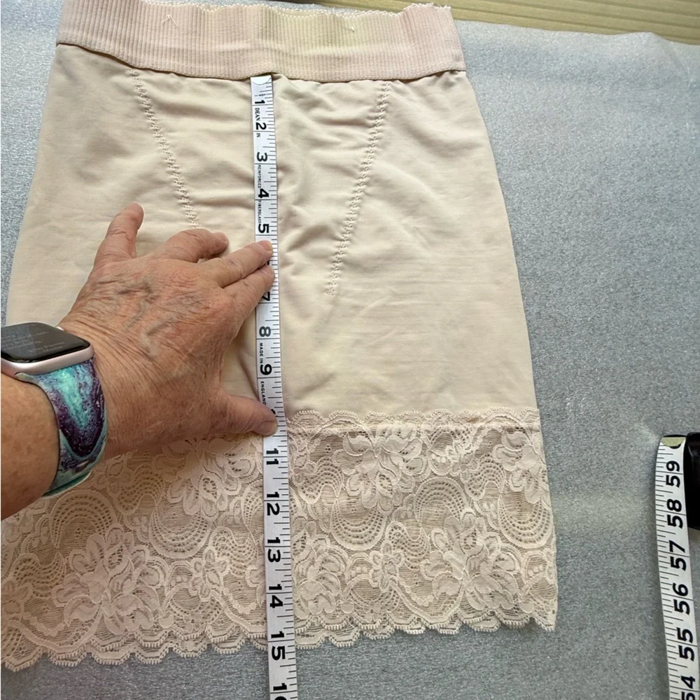 2/$16 Shaper Lace Trim Beige Slip with Panty